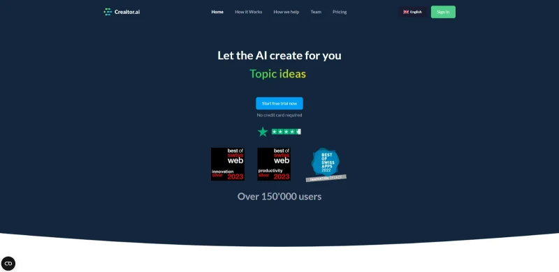 Screenshot of Creaitor AI - AI Content Writing Tool | Adviser AI Apps