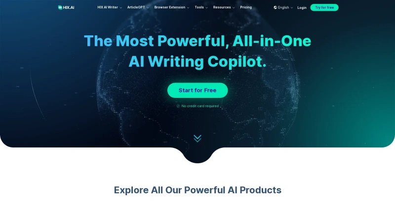 Screenshot of Hix AI - Powerful AI Writing Assistant | Adviser AI Apps
