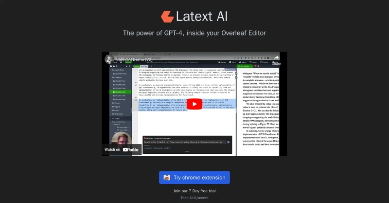 Screenshot of LatextAI - Overleaf LaTex AI Editor | Adviser AI Apps