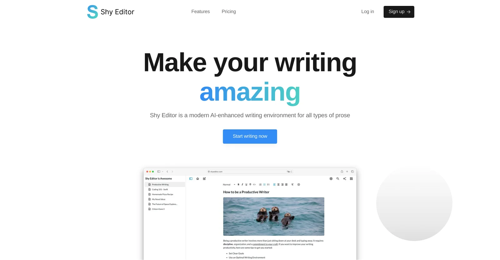 Screenshot of Shy Editor - Productive AI Writing Editor | Adviser AI Apps