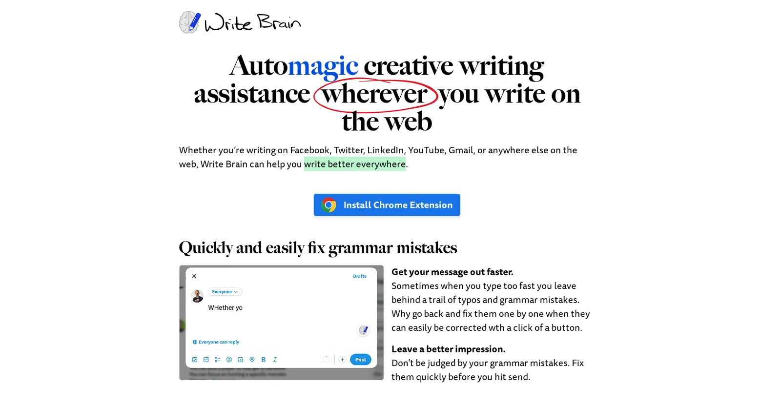 Screenshot of Write Brain - AI Writing Helper Extension | Adviser AI Apps