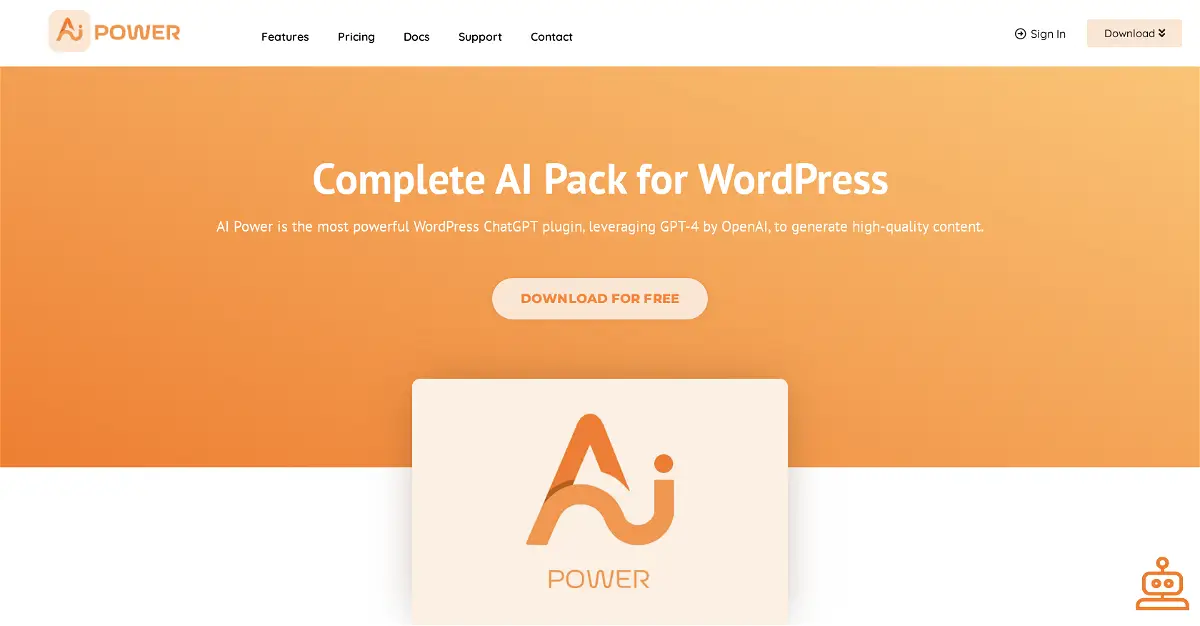 Screenshot of AIpower - Powerful WordPress ChatGPT | Adviser AI Apps