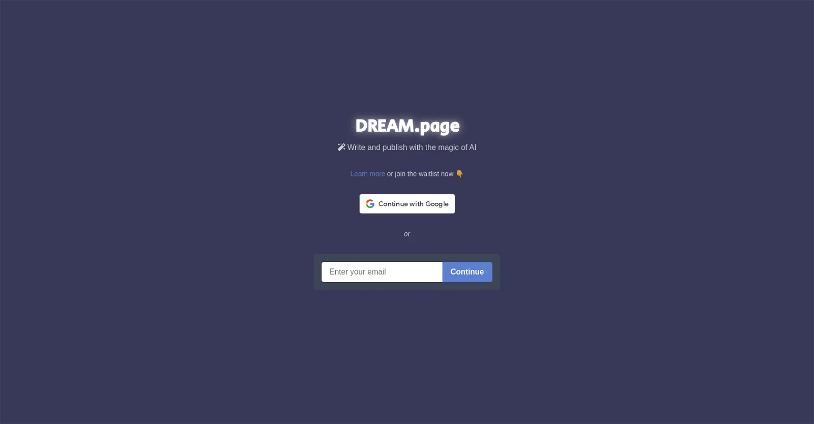 Screenshot of Dream.page