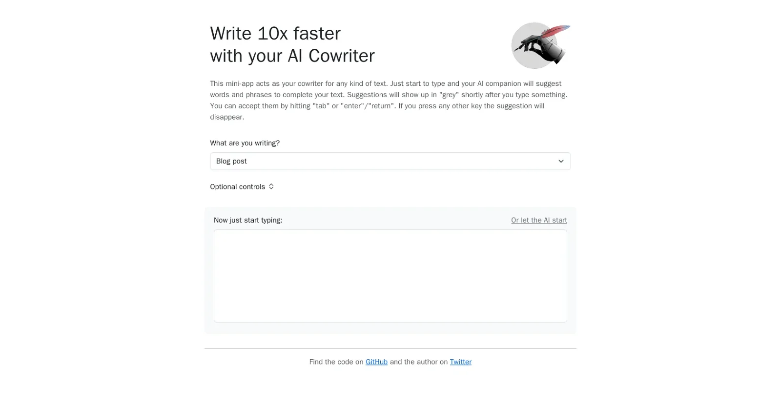 Screenshot of AI Cowriter