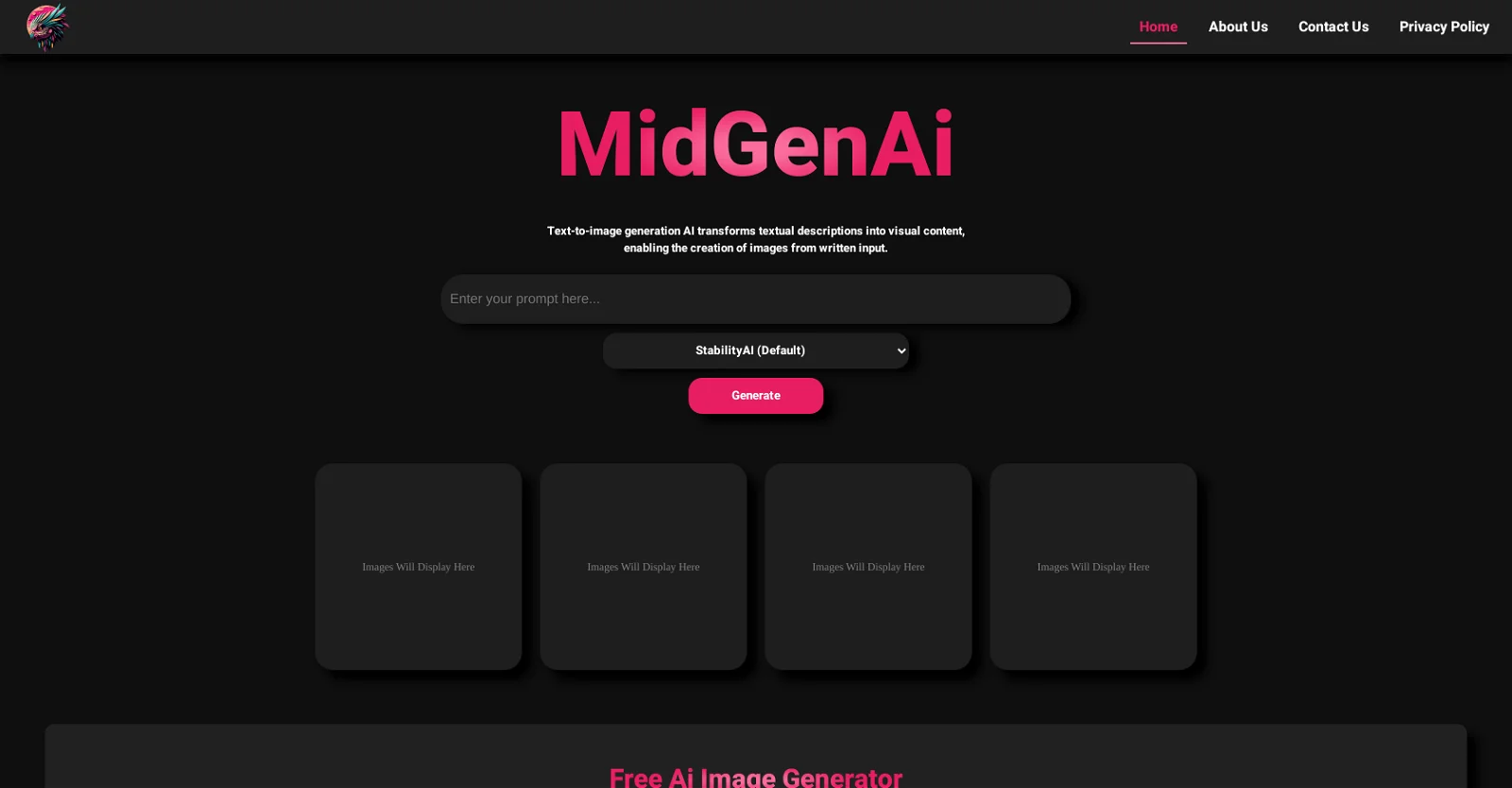 screenshot of midgen ai