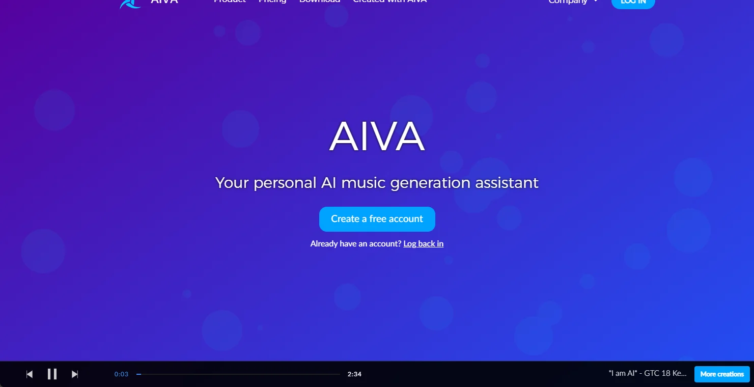 Screenshot of aiva