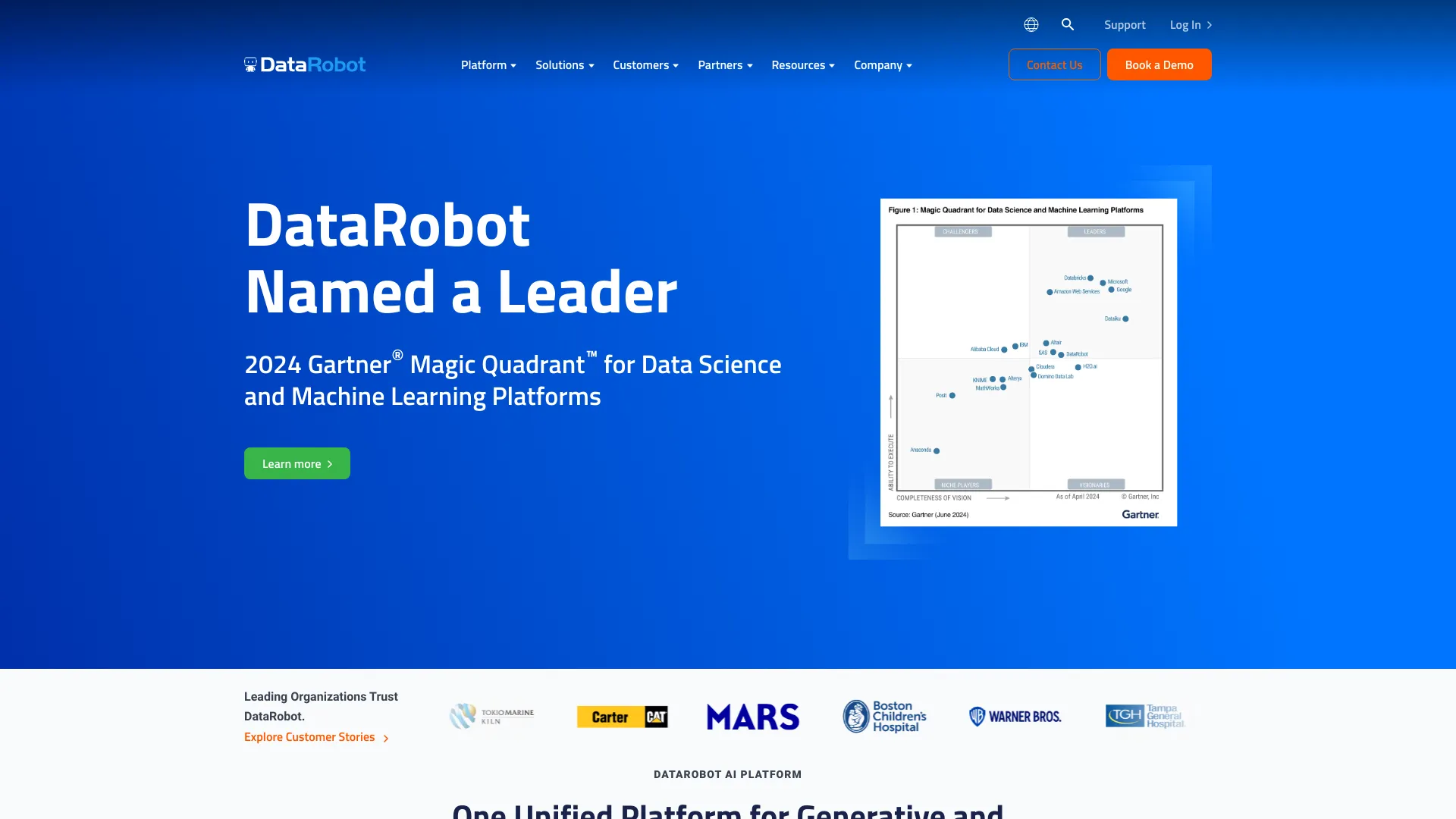 Screenshot of DataRobot